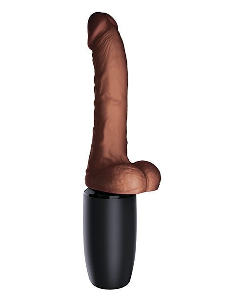 King Cock Plus Pene de 7.5" con Triple Amenaza de Empuje, Calentamiento y Vibración - Marrón