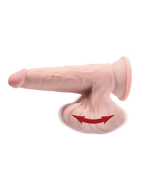 Dildo grande King Cock Plus | Triple densidad color marfil con testículos oscilantes, dildo grande de 15 cm