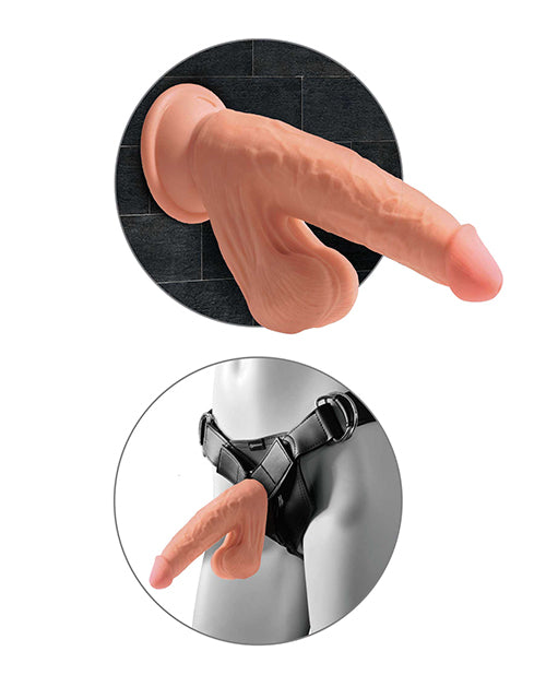 King Cock Plus Gros Godemichet de 17,8 cm | Godemichet Réaliste à Triple Densité | Godemichet Balancier avec Couilles Tan Grande Taille