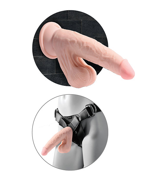 Dildo realista King Cock Plus | Dildo grande de 20 cm | Dildo con ventosa de triple densidad y testículos colgantes