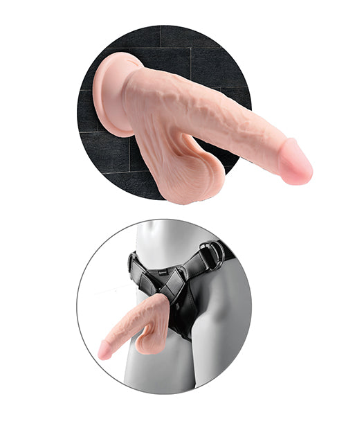 Dildo King Cock Plus con ventosa | Dildo grande de 22,8 cm de triple densidad con testículos colgantes