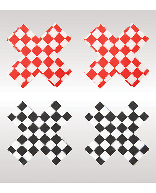 Peekaboos Cache-tétons à Carreaux Fantaisie - 2 Paires 1 Noir/1 Rouge