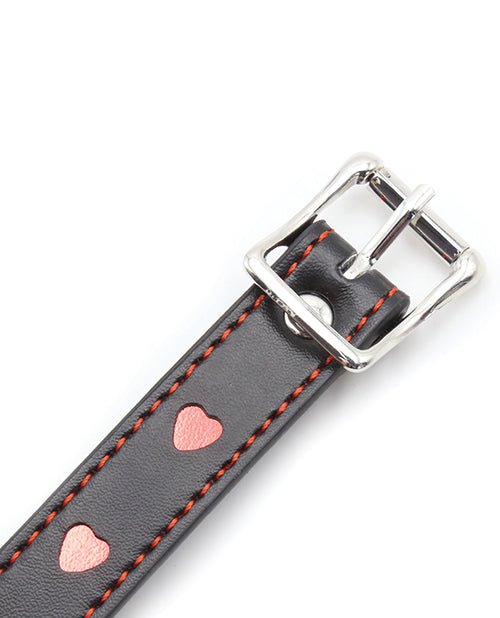 Bâillon Plesur Heart avec cœurs rouges - Noir