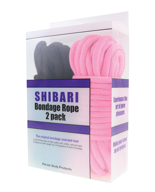 Plesur Cuerda de Algodón Shibari Bondage Paquete de 2 - Negro/Rosa