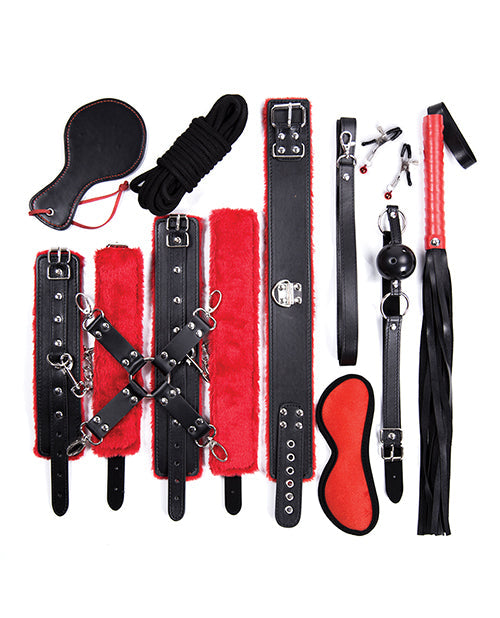 Kit de Bondage Plesur Deluxe - Negro/Rojo