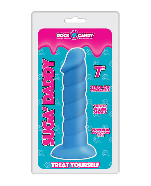 Gode réaliste Rock Candy | Gros gode Suga Daddy de 17,7 cm | Gode en silicone | Gode ventouse bleu