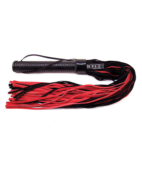 Flogger de ante rojo con mango de cuero - Negro/Rojo