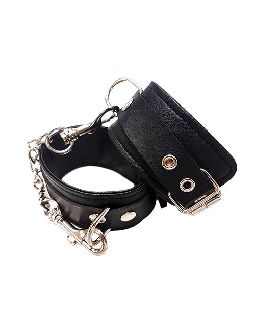 Menottes de poignet en cuir végan Rouge Fetish Play - Noir