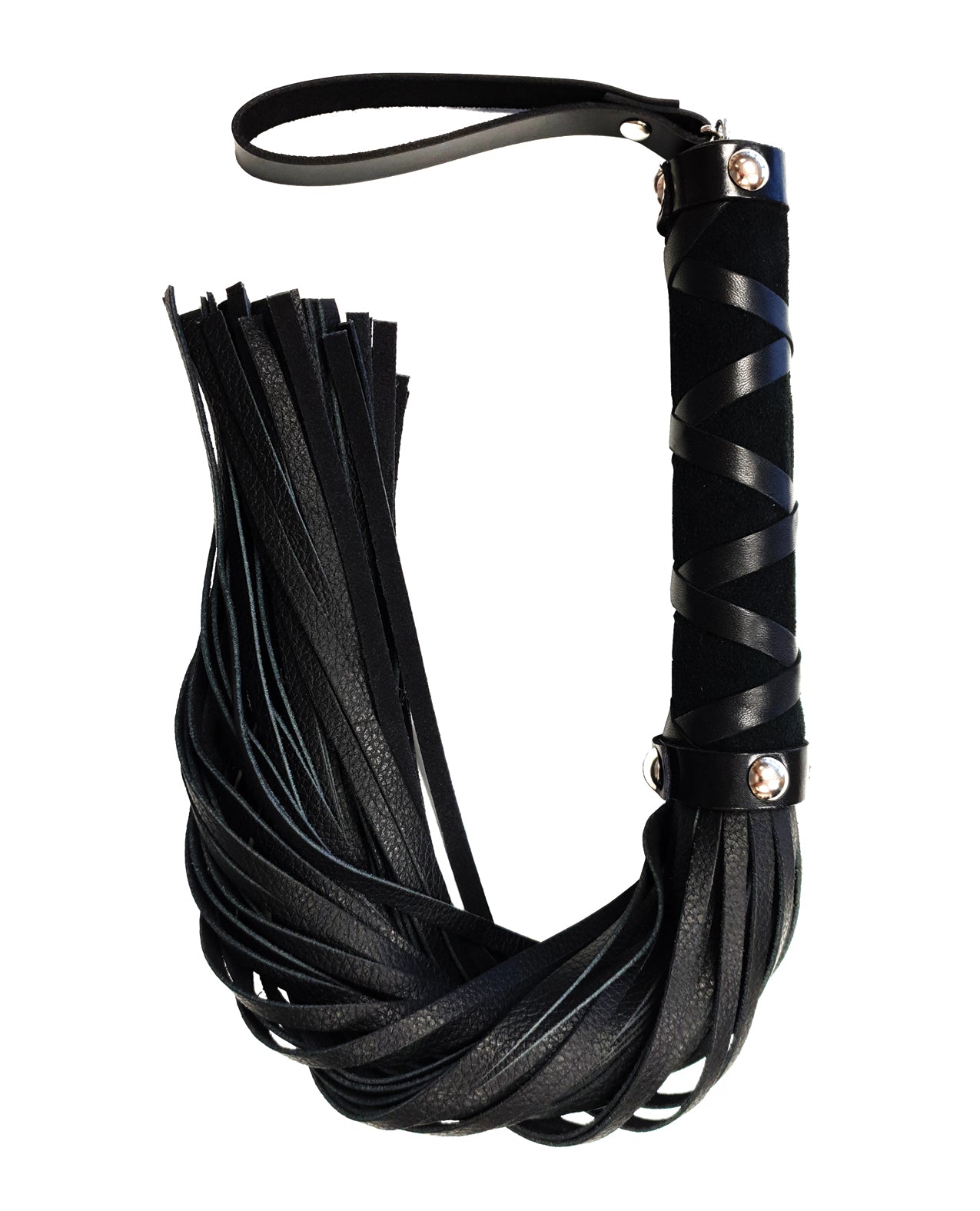 Flogger de cuero corto Rouge con remaches - Negro