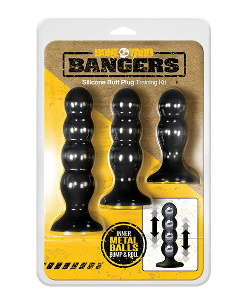 Kit de entrenamiento de plugs anales de silicona Boneyard Bangers - Negro