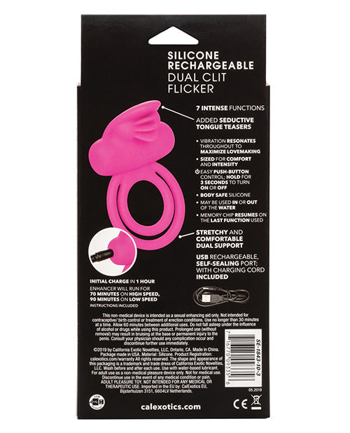 Potenciador de clítoris dual recargable de silicona - Rosa