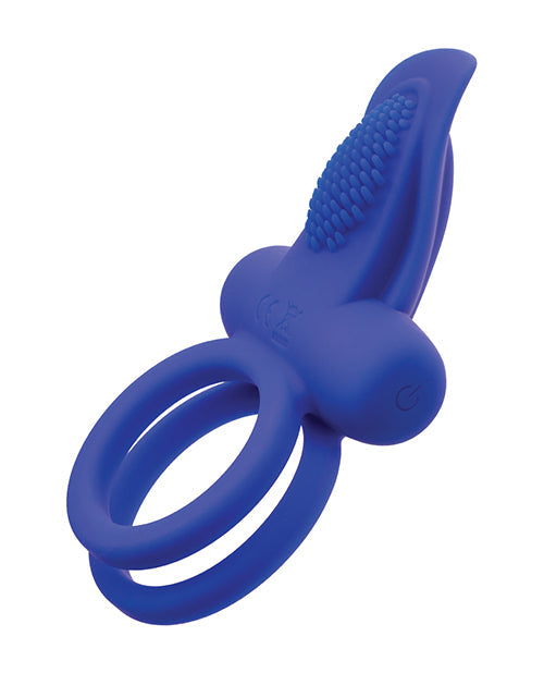 Anillos para pene de silicona recargables duales Couples Enhancers - Azul