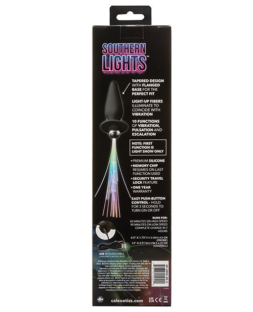 Sonda anal vibratoria recargable Southern Lights con luz - Negra