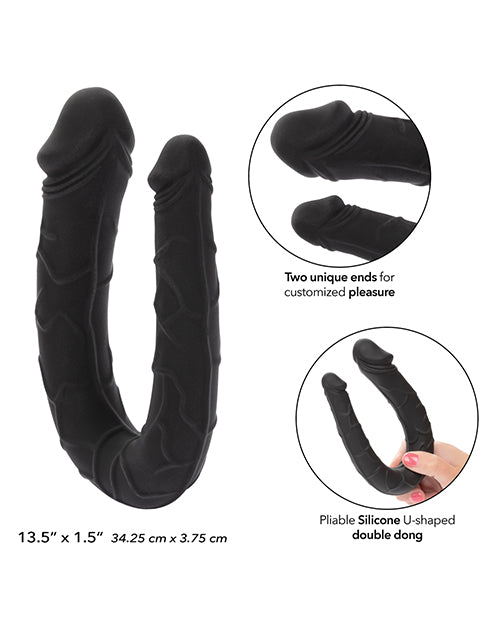 Gode Boundless AC-DC réaliste | Gode double face | Gode noir de 34 cm | Grand gode en silicone