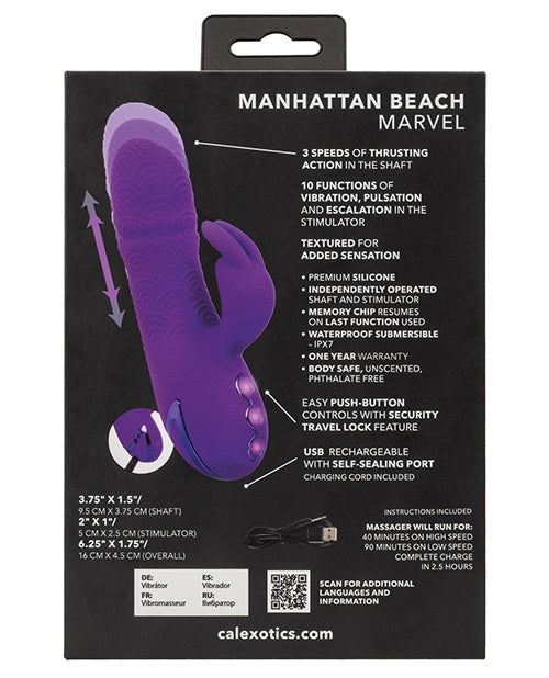 Dildo vibrador California Dreaming Thrusting | Vibrador morado Manhattan Beach Marvel de doble estimulación