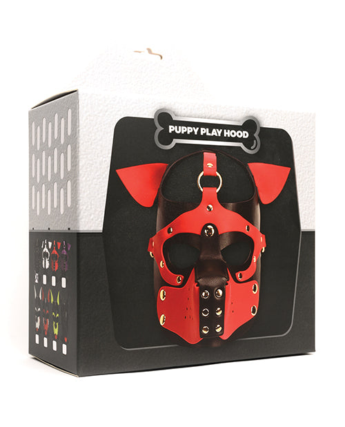 665 Capucha de cachorro bondage - T/U Negro/Rojo