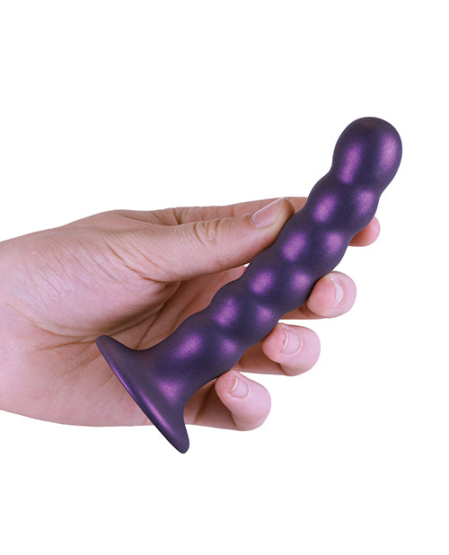 Shots Ouch gros gode de 5 po | Gode perlé réaliste point G | Gode ventouse violet métallique