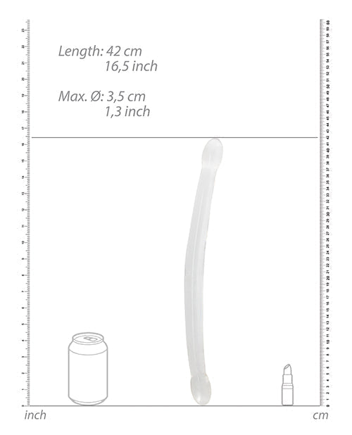 Dildo gigante RealRock de Shots | Dildo grande de 17" de cristal transparente | Dildo doble | Dildo realista transparente