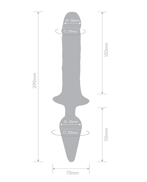 Doble Dildo Juntos | Dildo Grande de 28 cm | Combo de Doble Dildo y Tapon Anal | Dildo Grande Morado