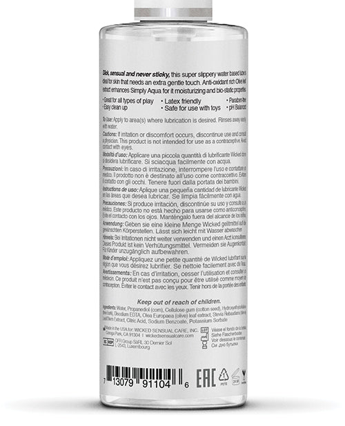 Lubrifiant à base d'eau Wicked Sensual Care Simply Aqua - 4 oz