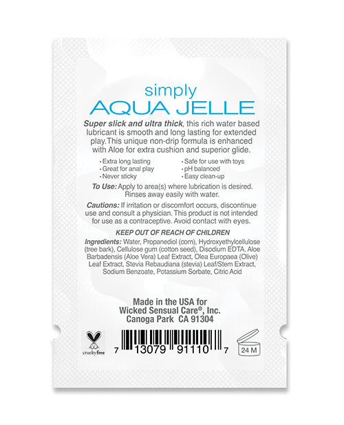 Lubrifiant à base d'eau Wicked Sensual Care Simply Aqua Jelle - 2,95 ml