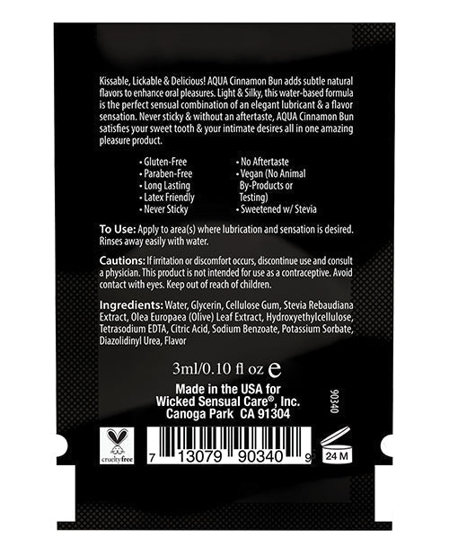Wicked Sensual Care Aqua Lubricante a Base de Agua - 0.1 oz Cinnamon Bun