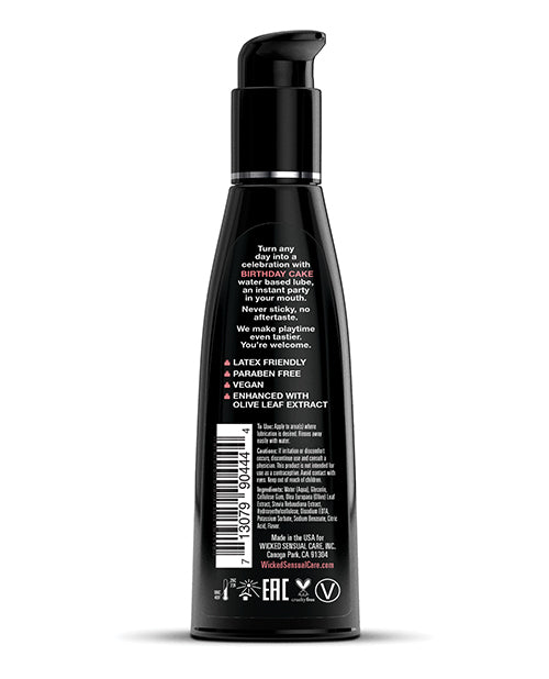 Wicked Sensual Care Lubricante a base de agua - 4 oz sabor pastel de cumpleaños