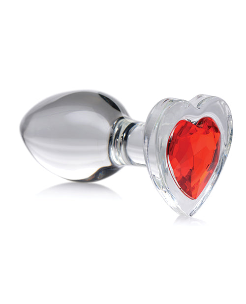 Plug anal en verre Booty Sparks Cœur rouge scintillant - Taille M