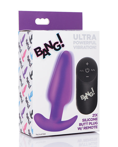 ¡Bang! Vibrador anal de silicona 21X con control remoto - Morado