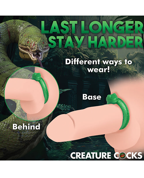 Anneau pénien en silicone serpentin Bite de Créature - Vert