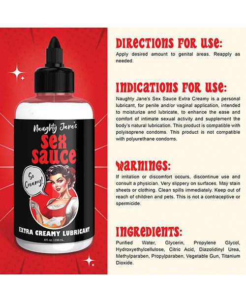 Salsa Sexual de Naughty Jane Lubricante Extra Cremoso - 8 oz