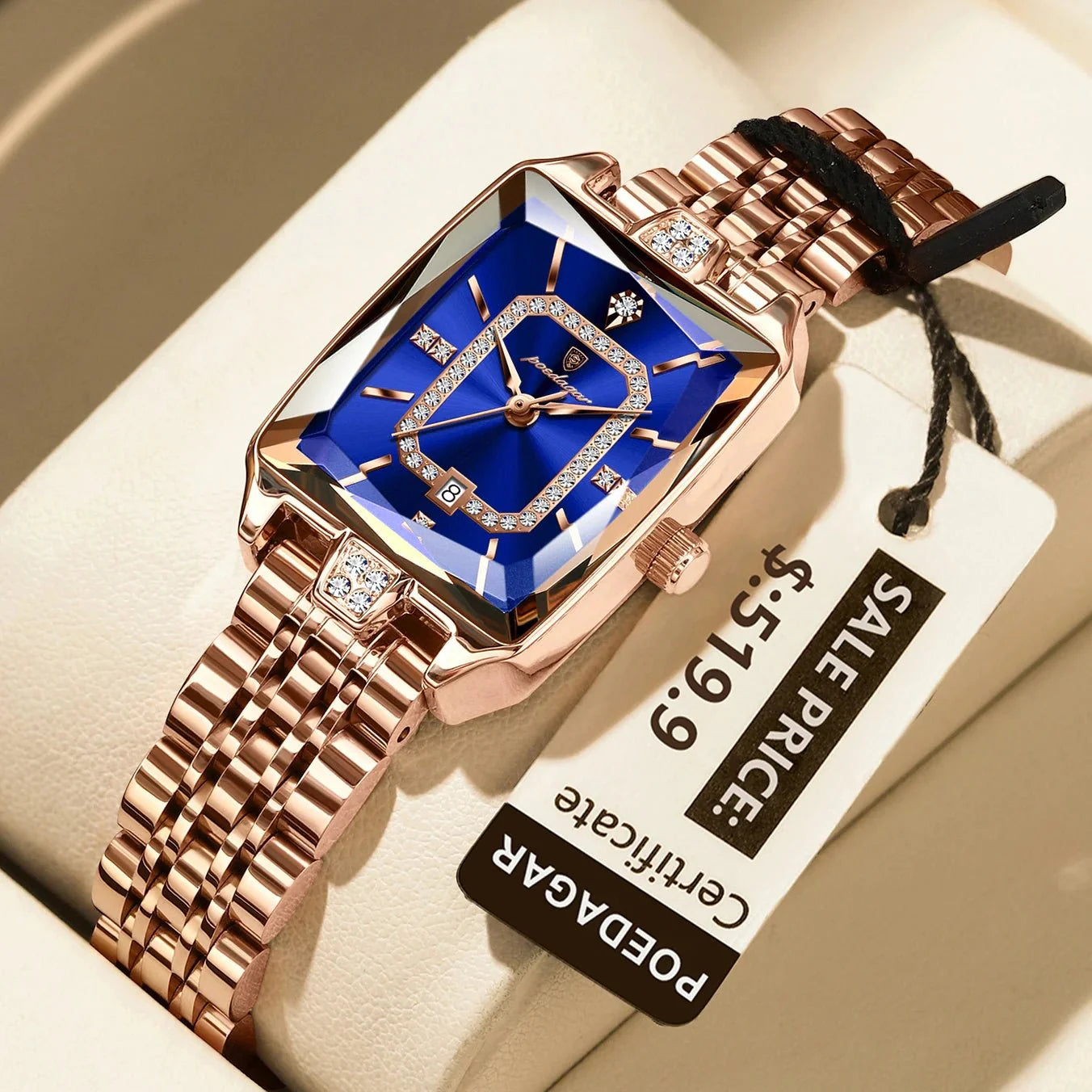 Reloj rectangular de lujo para mujer