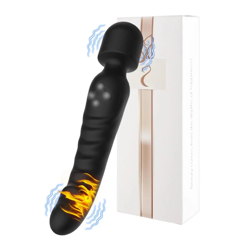 VeloraIgnite Vibrador con varita de doble cabezal térmico
