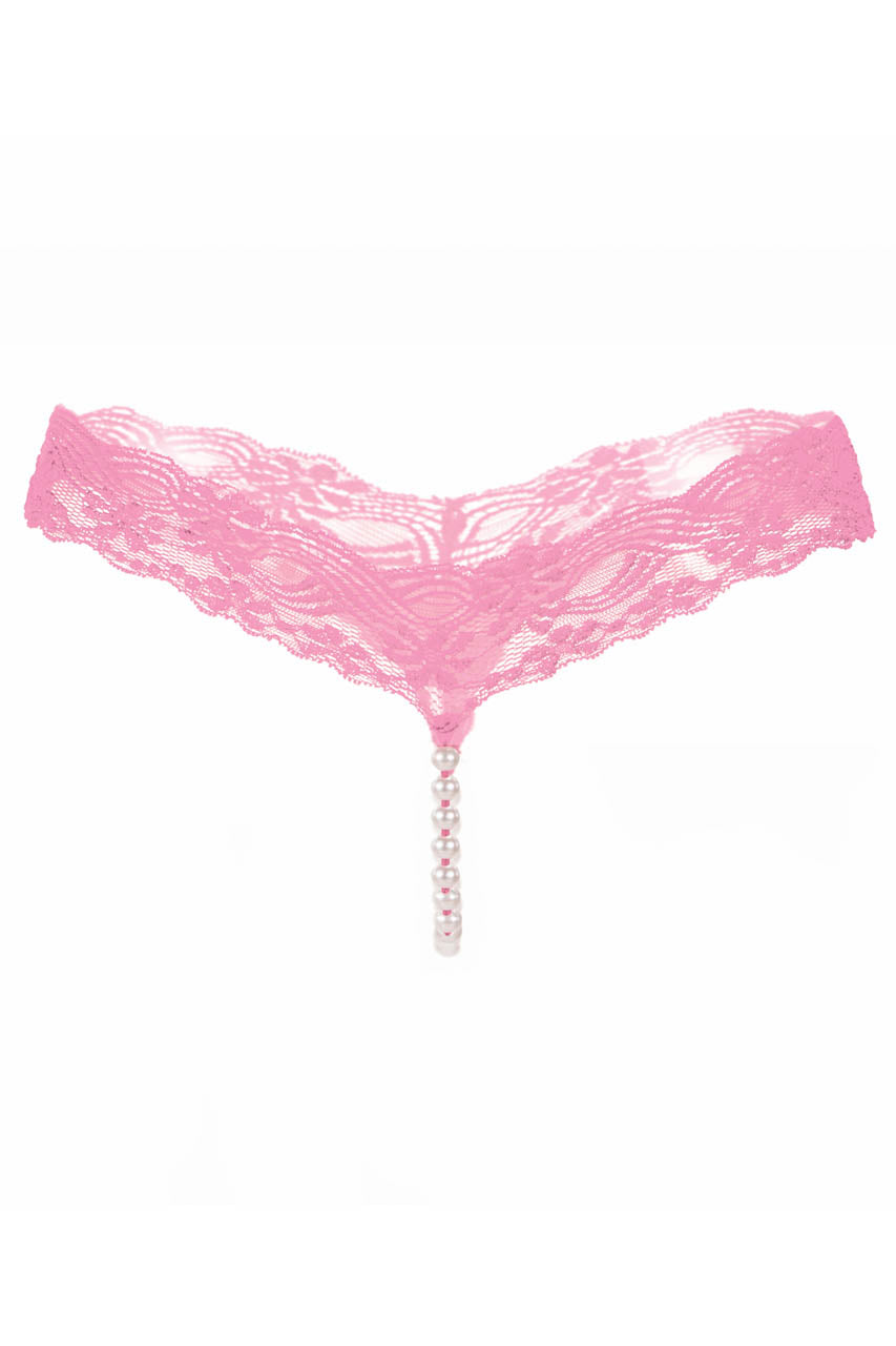Lace Pearl Crotch Thong