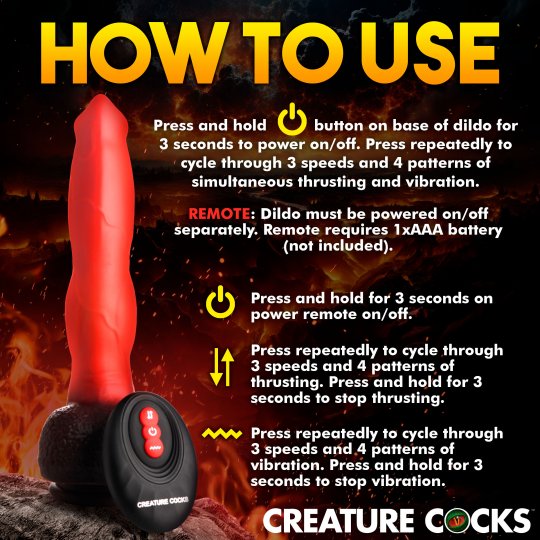 Dildo de silicona para masturbarse Creature Cocks Ramming Hound - Rojo/Marrón