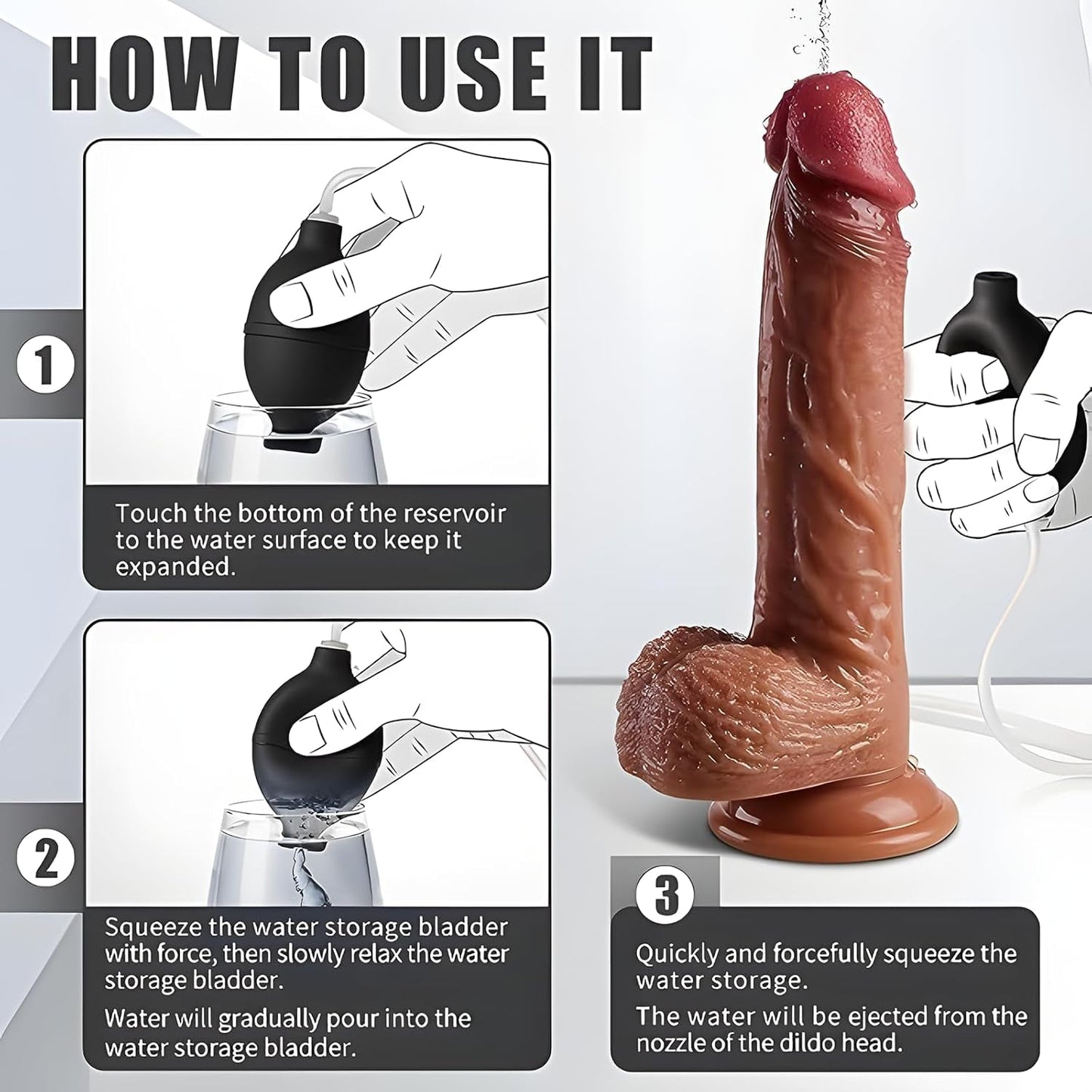 Dildo de silicona con ventosa eyaculador FluidCore 8.5"