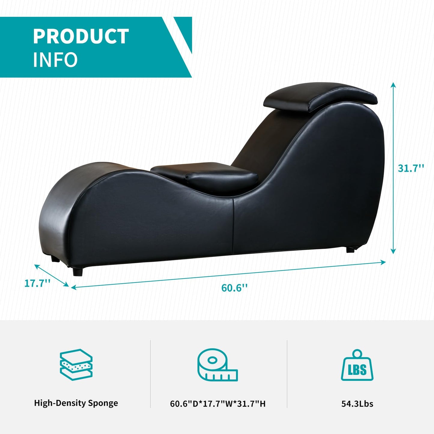 Chaise longue de placer ergonómica curva de terciopelo negro