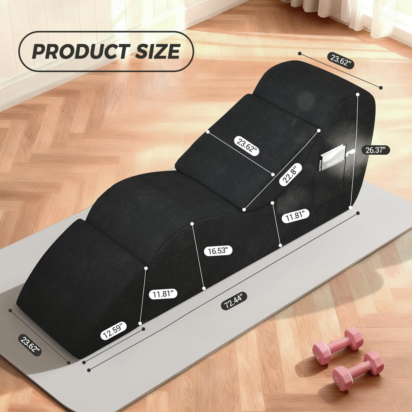 Chaise longue ergonomique noire Passion Support