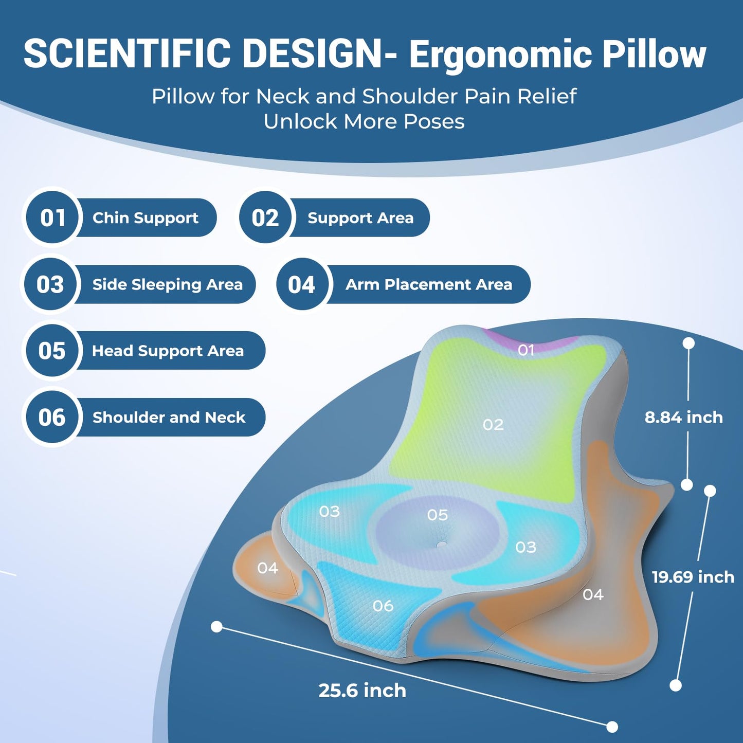 Almohada en Cuña de Apoyo Íntimo para Parejas, Color Azul