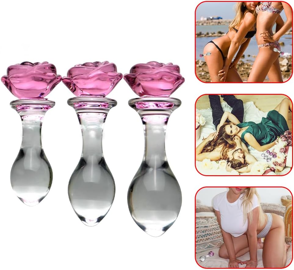 BlushBloom Ensemble de Plugs Anaux en Verre Rose