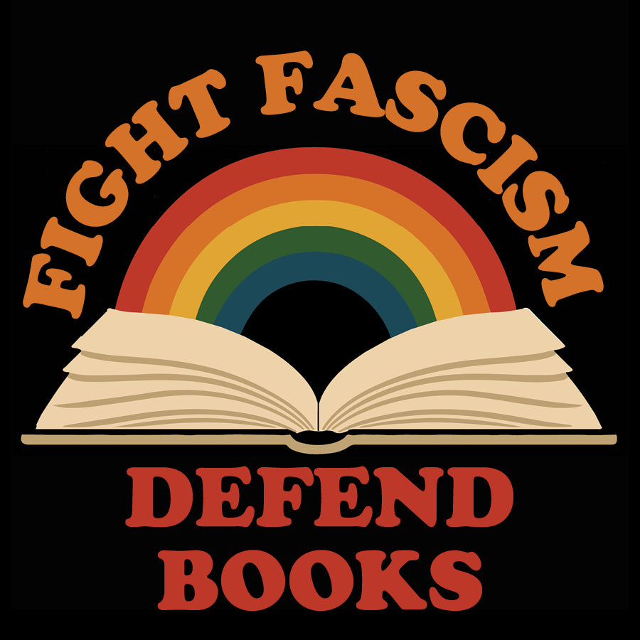 Lucha contra el fascismo, defiende los libros (pegatina troquelada)