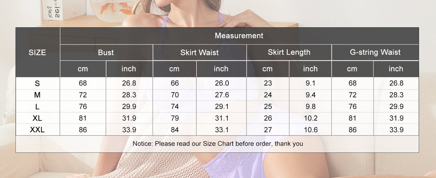 Ensemble de lingerie 3 pièces avec jupe en dentelle CharmLace
