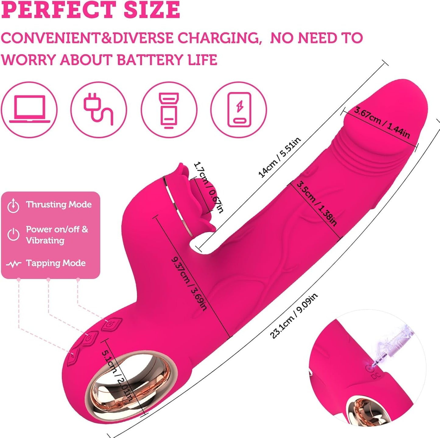 Vibrador ThrustRose para empuje, golpeteo y conejo