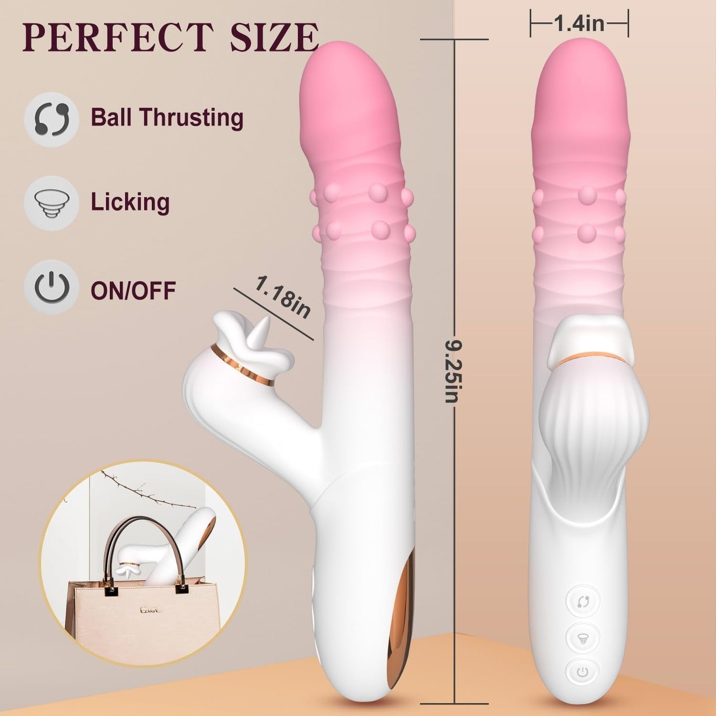 OrvexaBead Vibrador de Bolas de Empuje y Lamer 3 en 1 para Punto G
