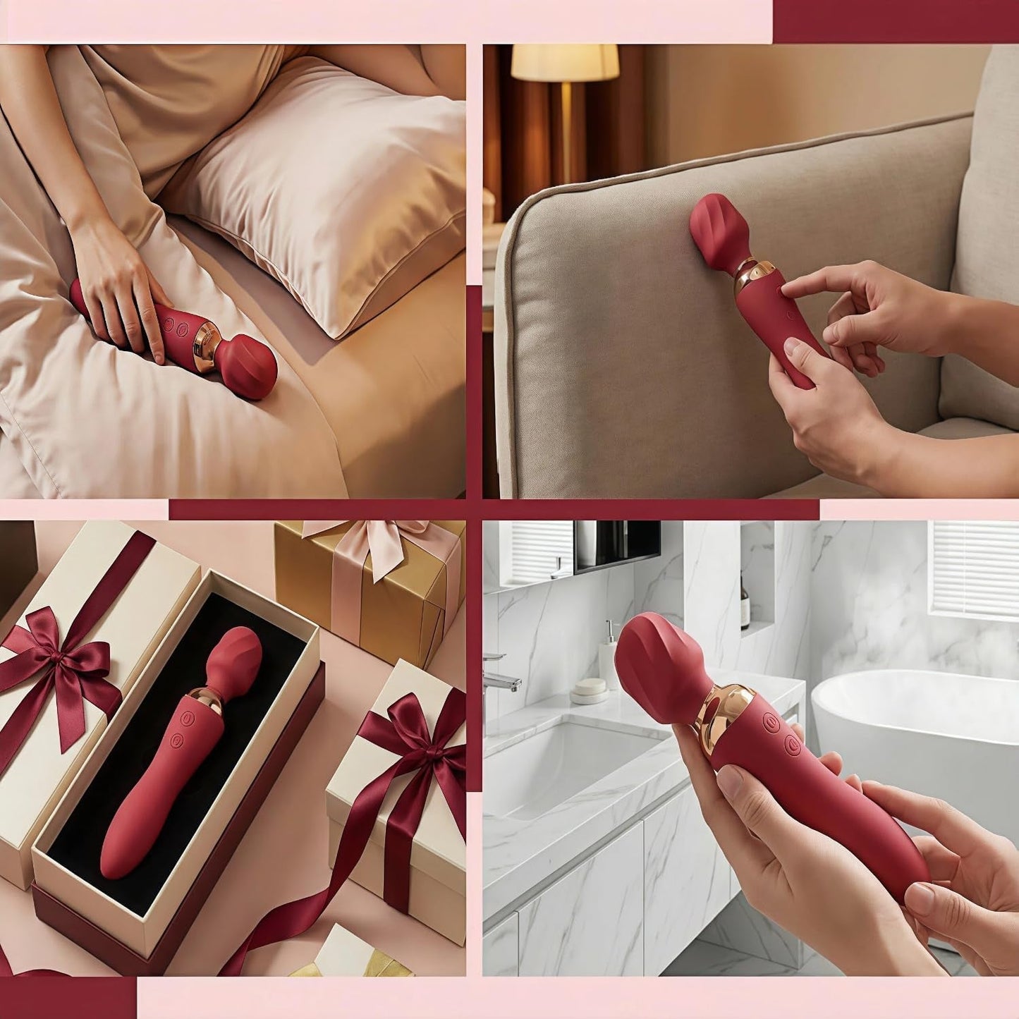 VortexDuo Vibrador varita 2 en 1 doble motor 12 velocidades resistente al agua