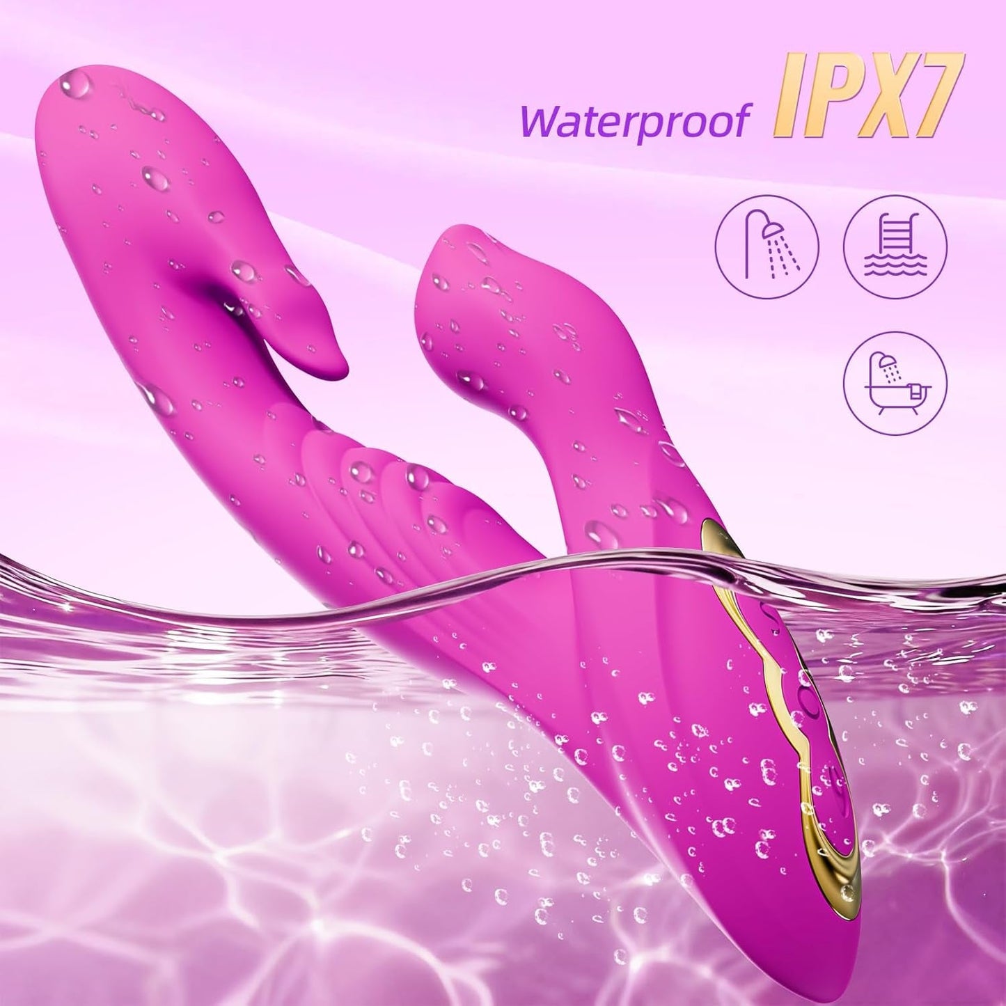LickThrust Vibrador de Lengüeta de Conejo con 10 Modos de Aleteo, Resistente al Agua