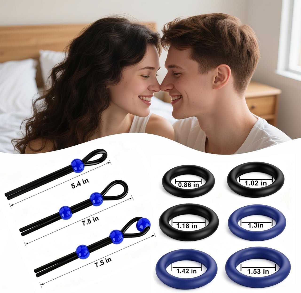 Juego de anillos para pene DeepFlex de 9 piezas ajustables