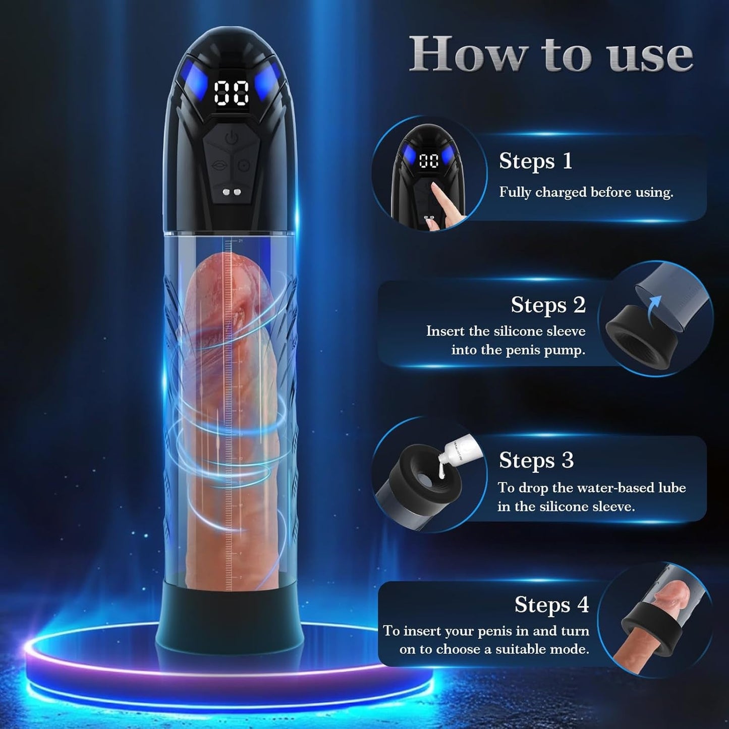 Bomba de pene eléctrica HyperFlux 10 modos doble función