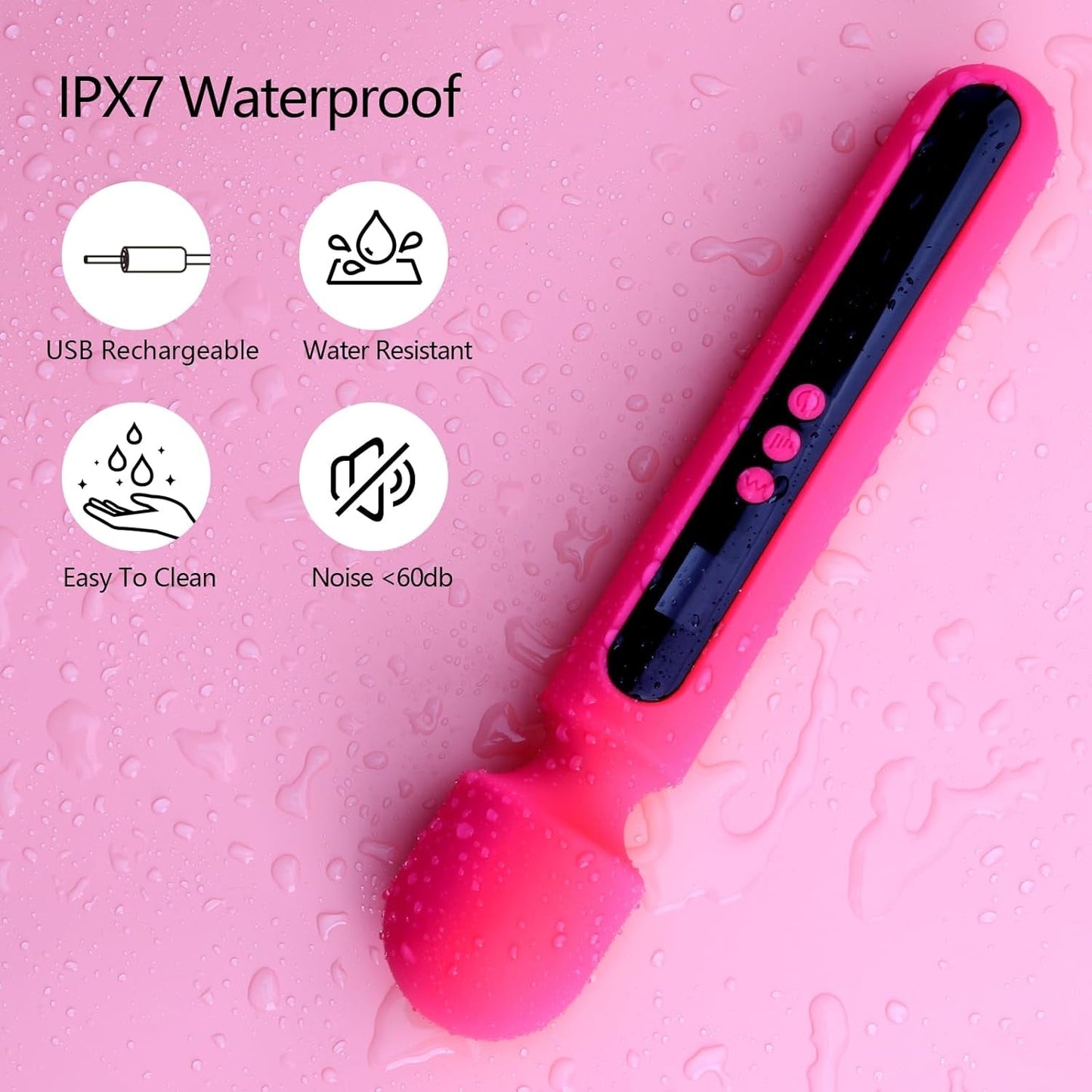 RoseCommand Vibrador de varita de 12" con pantalla LCD, 10 modos, resistente al agua