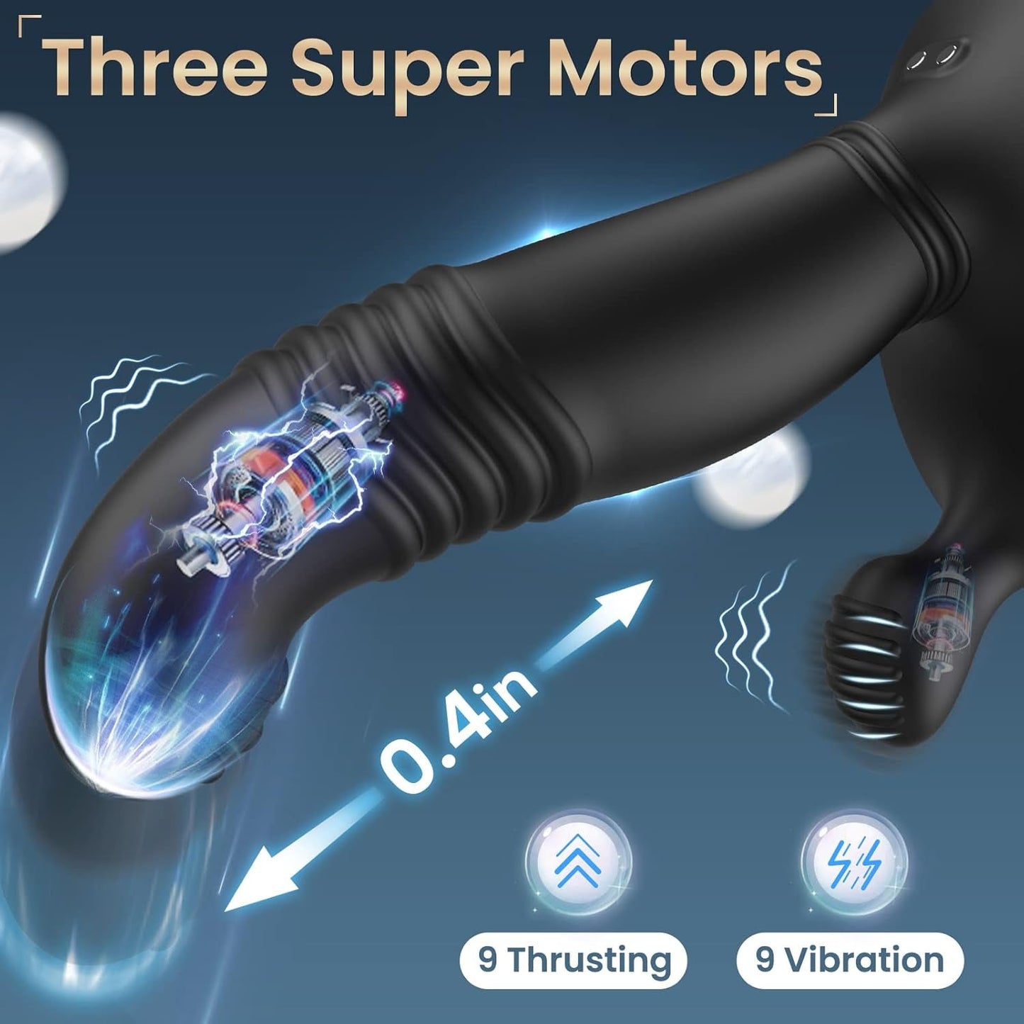 ThrustBead Masajeador de próstata penetrante 9 modos control remoto impermeable